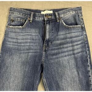 Kancan Jeans Womens High Rise Straight Leg Cropped‎ Raw Hem Whisker 9/ 28x27